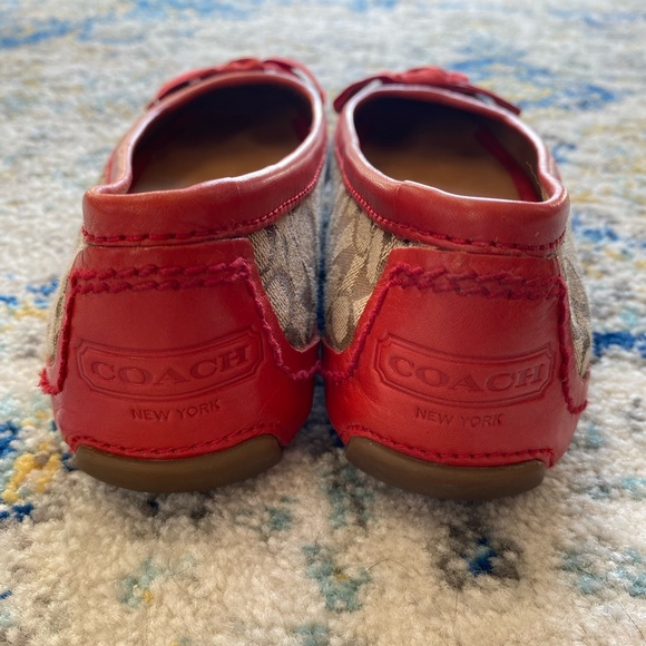 Coach Saundra Red leather flat - size 5 EUC - Picture 4 of 9